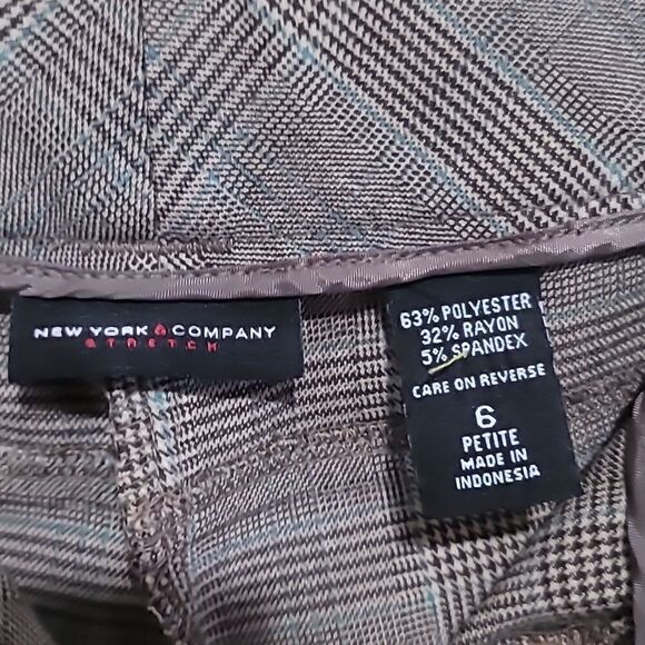 New York and Company Brown Plaid Women's Pants Sz 6 - Picture 6 of 6
